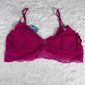 Free People Alyssa Underwire Bra Fuschia Fantastic Pink Lace Size Medium NWT